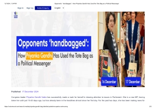 Opponents ‘ handbagged’ _ How Priyanka Gandhi Has Used the Tote Bag as a Political Messenger