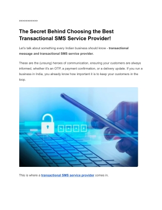 The Secret Behind Choosing the Best Transactional SMS Service Provider!