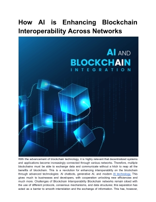 How AI is Enhancing Blockchain Interoperability Across Networks