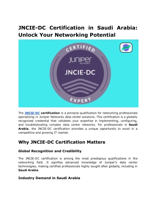 JNCIE-DC Certification in Saudi Arabia_ Unlock Your Networking Potential