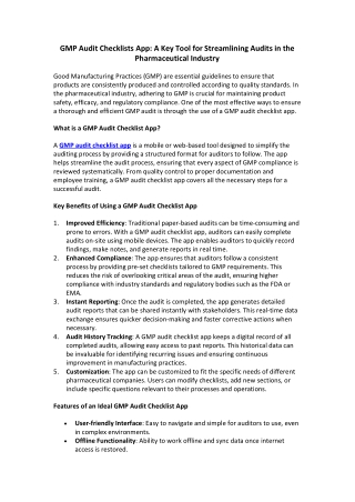 Revolutionize Your GMP Audits with a Digital Checklist App