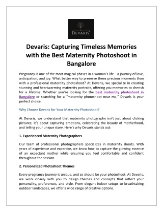 Devaris Capturing Timeless Memories with the Best Maternity Photoshoot in Bangalore