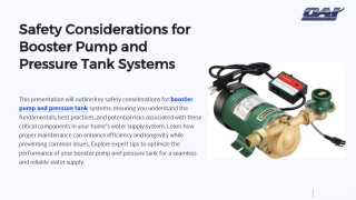 Safety Considerations for Booster Pump and Pressure Tank Systems