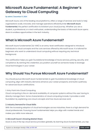 Beginner's Guide to Microsoft Azure Fundamentals