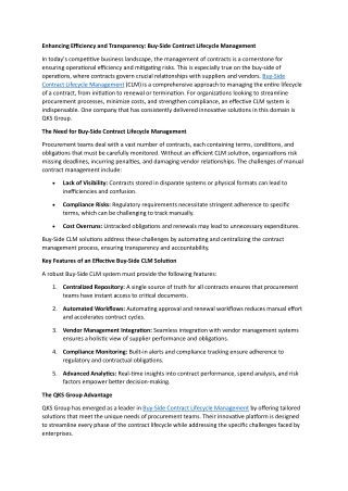 Enhancing Efficiency and Transparency Buy-Side Contract Lifecycle Management
