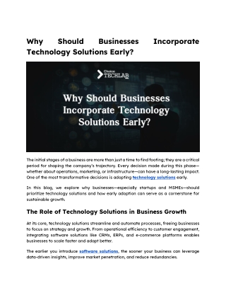 Why Should Businesses Incorporate Technology Solutions Early.docx