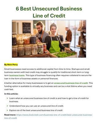 6 6 Best Unsecured Business Line of Credit