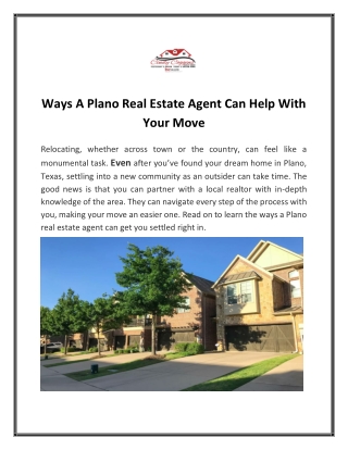 Ways A Plano Real Estate Agent Can Help With Your Move