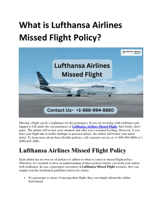 What is Lufthansa Airlines Missed Flight Policy