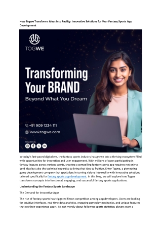How Togwe Transforms Ideas into Reality Innovative Solutions for Your Fantasy Sports App Development