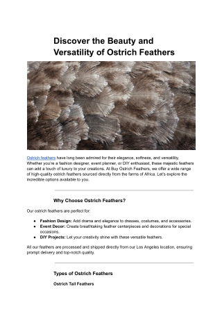 Discover the Beauty and Versatility of Ostrich Feathers