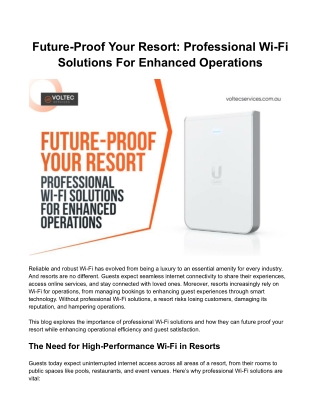 Future-Proof Your Resort: Professional Wi-Fi Solutions For Enhanced Operations