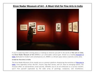 Kiran Nadar Museum of Art - A Must-Visit for Fine Arts in India