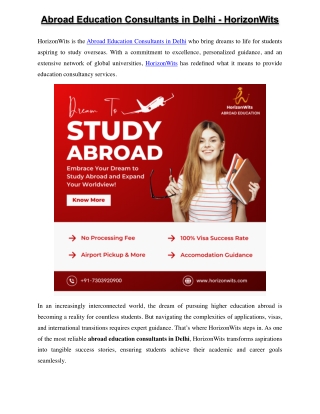 Abroad Education Consultants in Delhi - HorizonWits