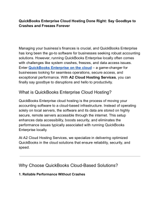QuickBooks Enterprise Cloud Hosting Done Right: Say Goodbye to Crashes and Freez