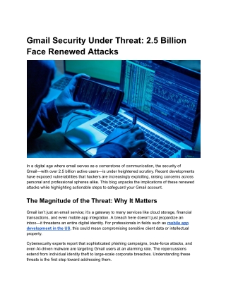 Gmail Security Under Threat 2.5 Billion Face Renewed Attacks