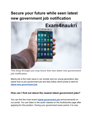Secure your future while seen latest new government job notification