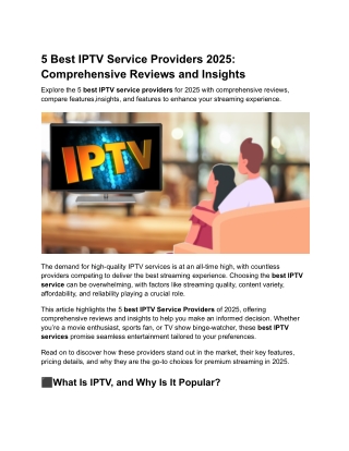 5 Best IPTV Service Providers 2025_ Comprehensive Reviews and Insights
