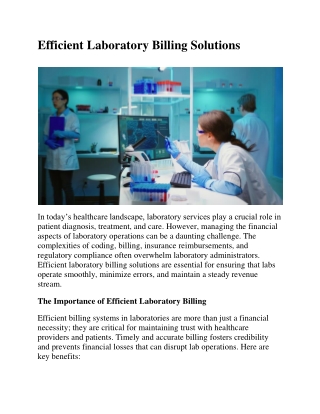 Efficient Laboratory Billing Solutions