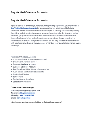 Perfect Site To Buy Verified Coinbase Accounts In 2025