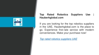 Top Rated Robotics Suppliers Uae  Hauberkglobal.com