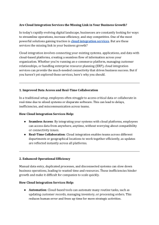 Are Cloud Integration Services the Missing Link in Your Business Growth