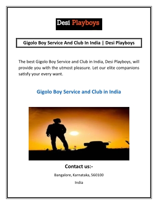 Gigolo Boy Service And Club In India | Desi Playboys