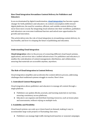 How Cloud Integration Streamlines Content Delivery for Publishers and Educators