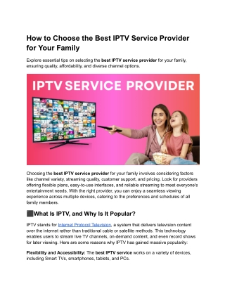 How to Choose the Best IPTV Service Provider for Your Family