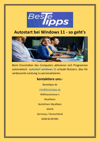 Autostart bei Windows 11 - so geht's