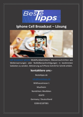 Iphone Cell Broadcast - Lösung