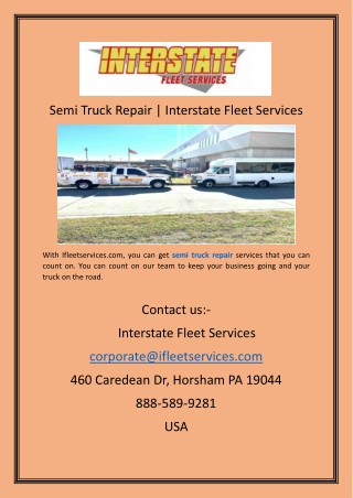 Semi Truck Repair  Interstate Fleet Services