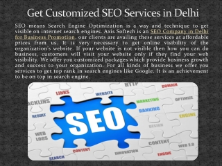 Get Customized SEO Services in Delhi