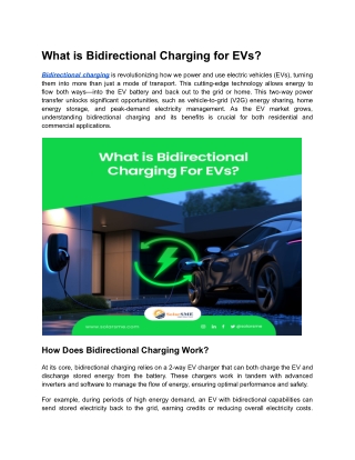 What is Bidirectional Charging for EVs?