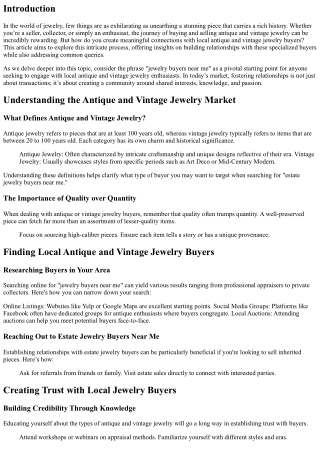 “Building Relationships with Local Antique and Vintage Jewelry Buyers”