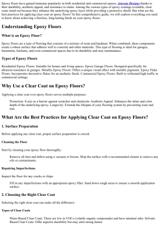 “What Are the Best Practices for Applying Clear Coat on Epoxy Floors?”