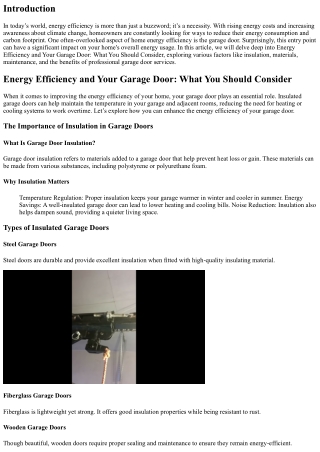 Energy Efficiency and Your Garage Door: What You Should Consider