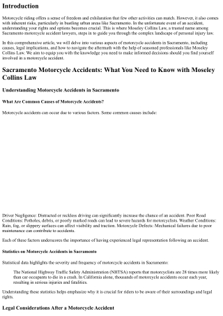 Sacramento Motorcycle Accidents: What You Need to Know with Moseley Collins Law