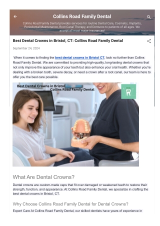 Best Dental Crowns in Bristol, CT: Collins Road Family Dental