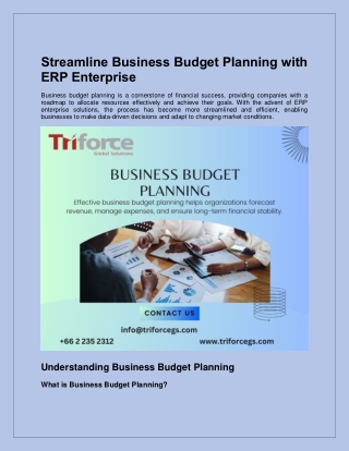 Streamline Business Budget Planning with ERP Enterprise