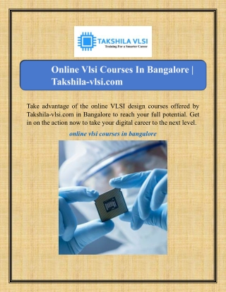 Online Vlsi Courses In Bangalore | Takshila-vlsi.com