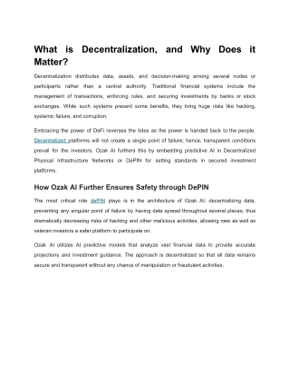 What is Decentralization, and Why Does it Matter