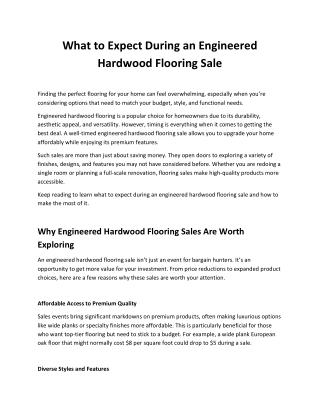 How to Maximize Savings at an Engineered Hardwood Flooring Sale