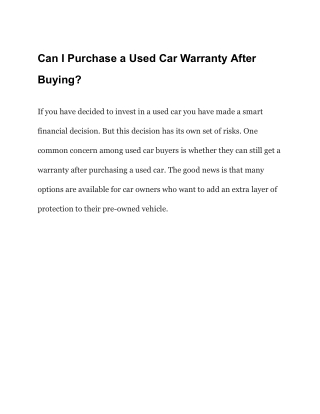 Can I Purchase a Used Car Warranty After Buying_