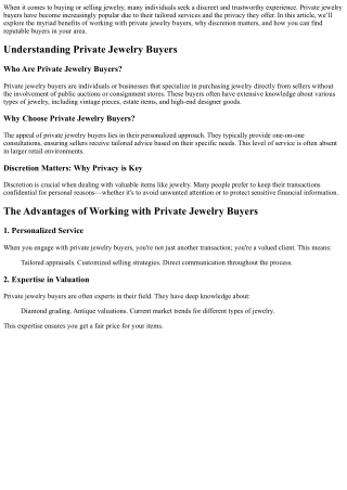 Private Jewelry Buyers: The Benefits of Discreet Transactions