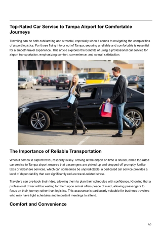 Top-Rated Car Service to Tampa Airport for Comfortable Journeys