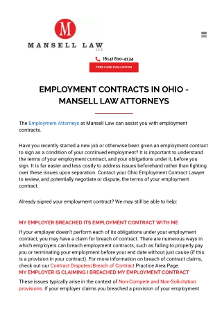 Understanding Employment Contracts in Ohio: Insights from Mansell Law Attorneys