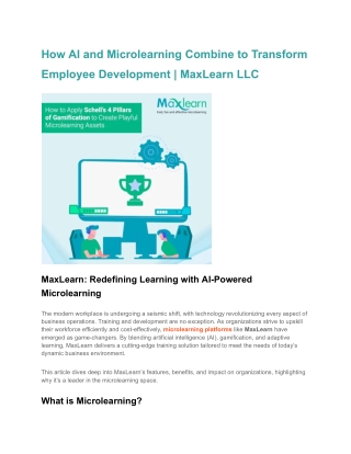 How AI and Microlearning Combine to Transform Employee Development _ MaxLearn LLC