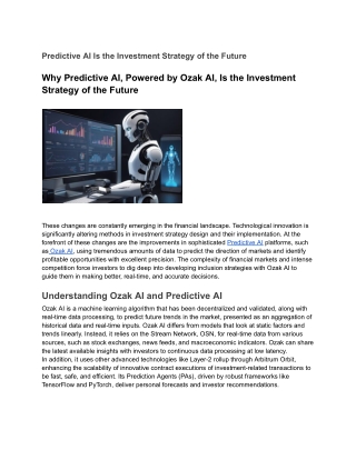 Predictive AI Is the Investment Strategy of the Future