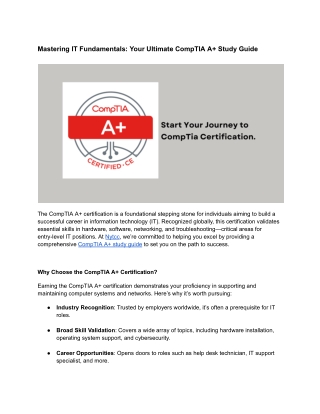 Mastering IT Fundamentals_ Your Ultimate CompTIA A  Study Guide